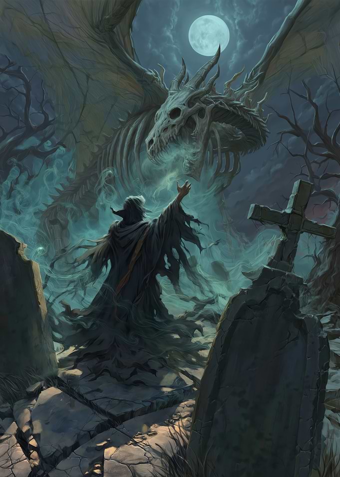 Necromancer Summons Skeletal Dragon