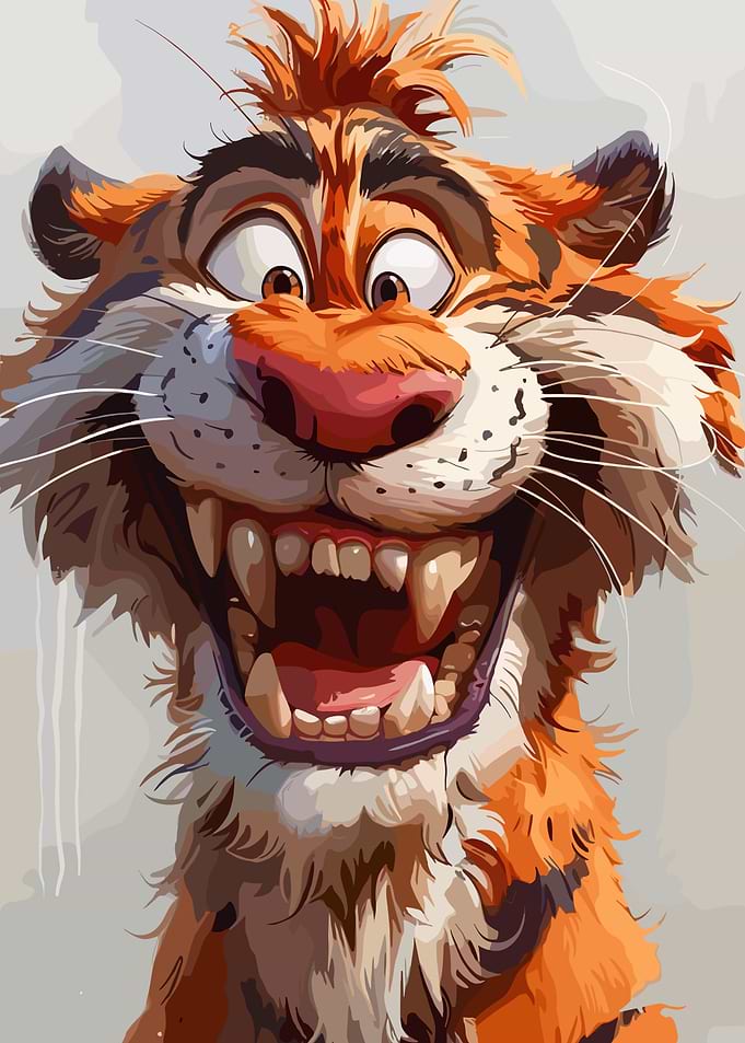 Cartoon Tiger with Wide Grin