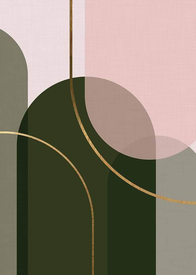Abstract Geometric Art with Bronze Accents