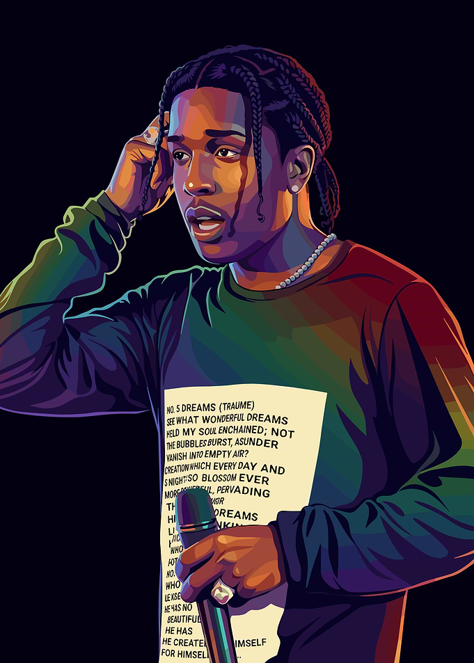 A$AP Rocky Performing with Text on Shirt