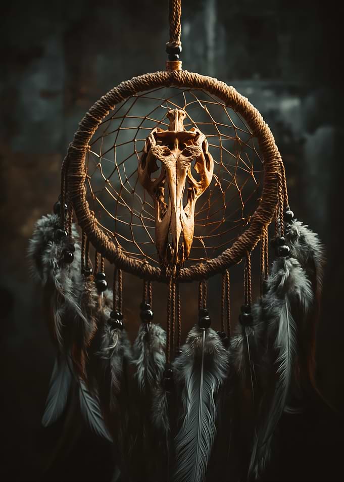Dreamcatcher with Bird Skull