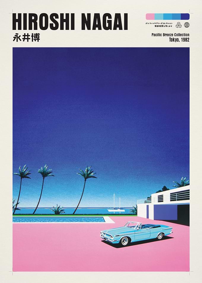 Hiroshi Nagai Retro Car and Pool Scene