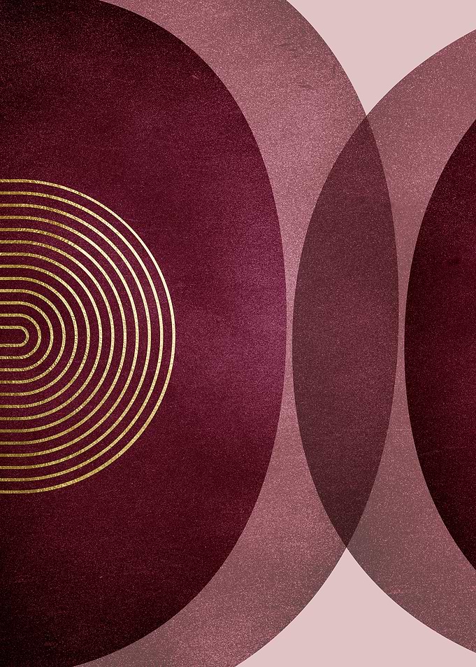 Abstract Geometric Circles with Gold Lines