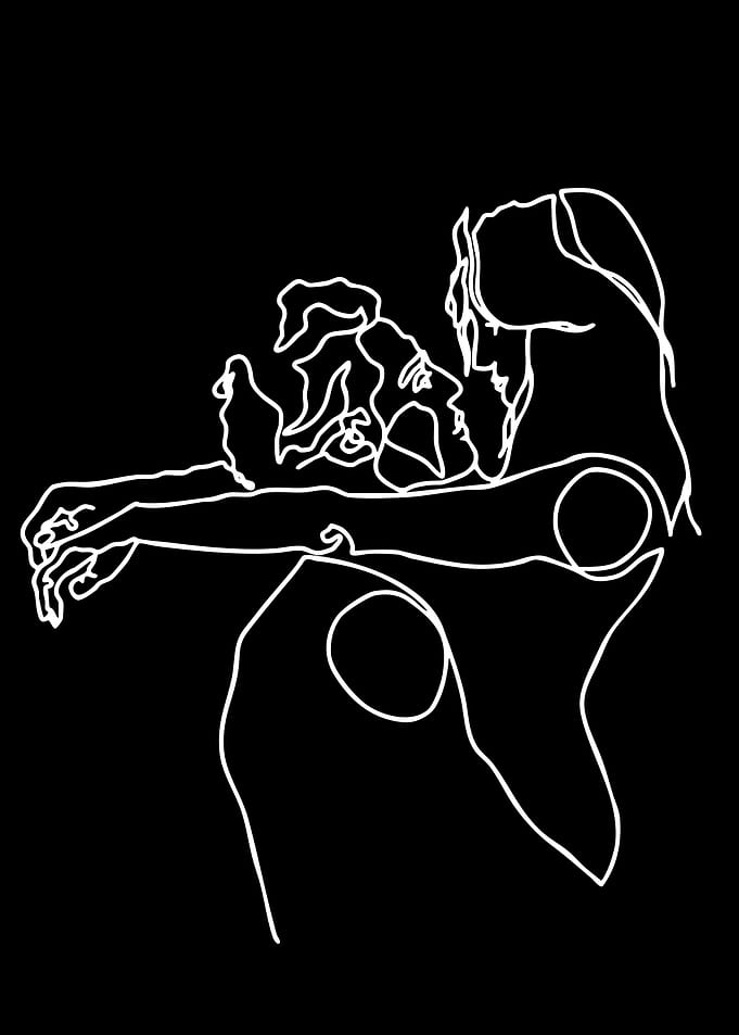 Couple Embracing Line Art