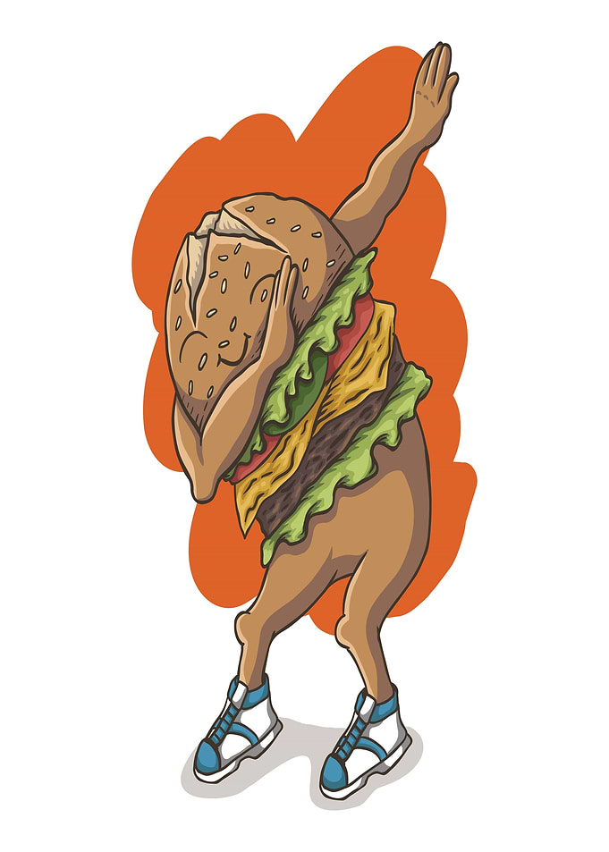 Dabbing Burger Character