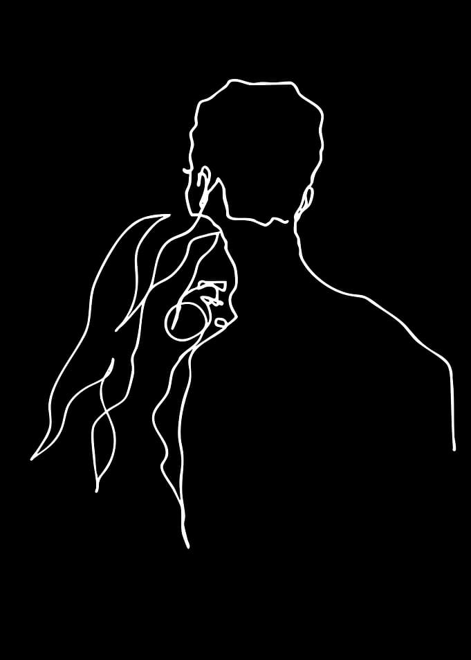 Couple's Embrace Line Art