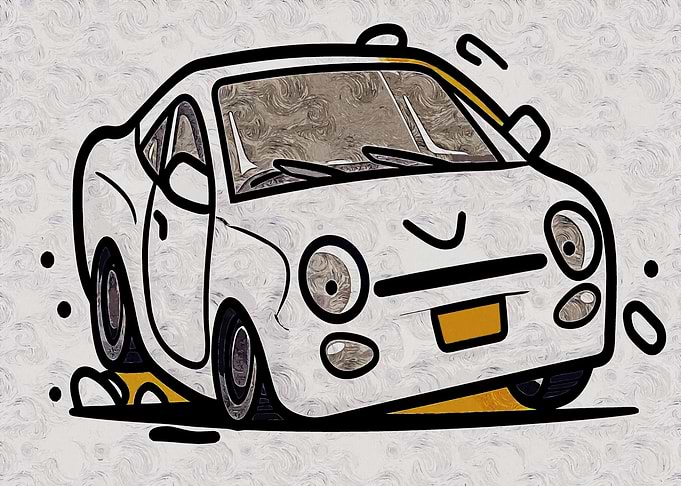 Cartoon Car with Swirly Background