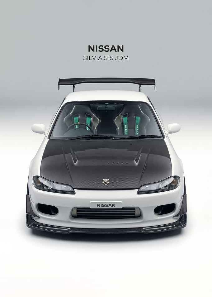 white Nissan Silvia S15 JDM poster