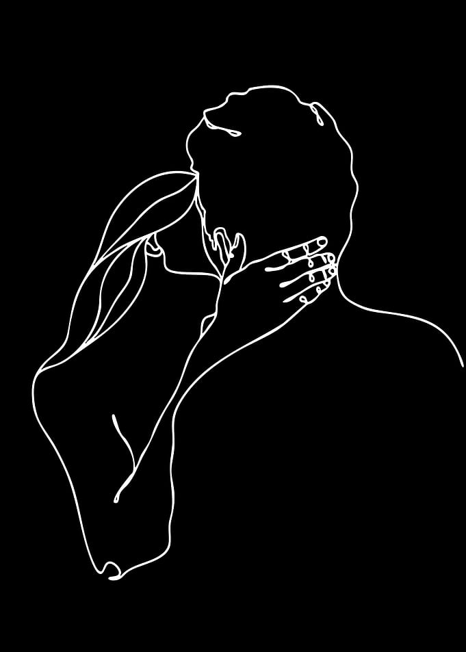 Minimalist Couple Kissing Line Art