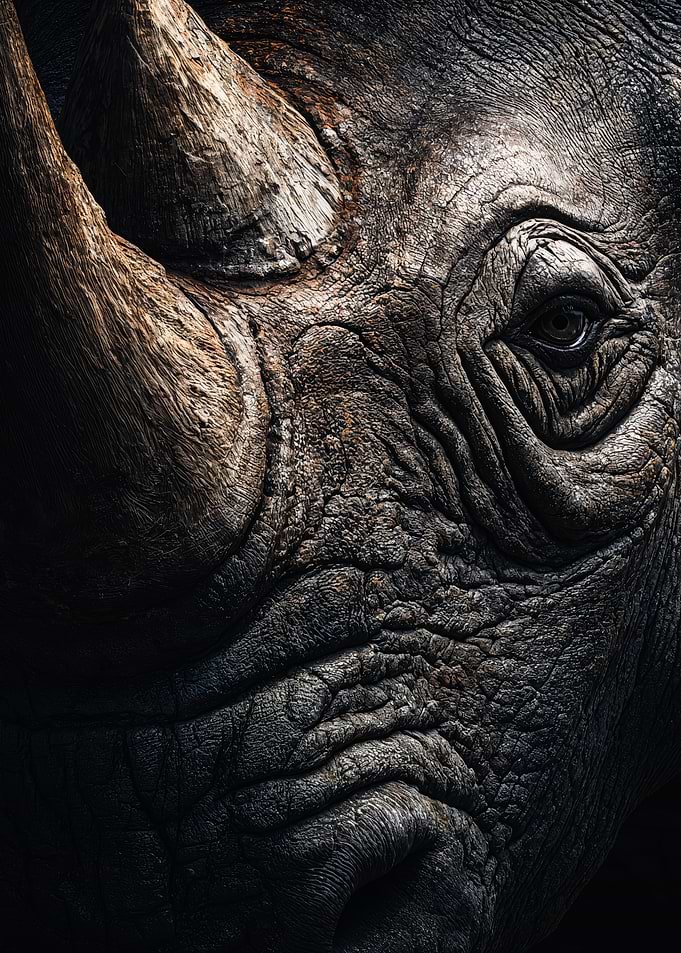Rhino Face Horn Eye Portrait