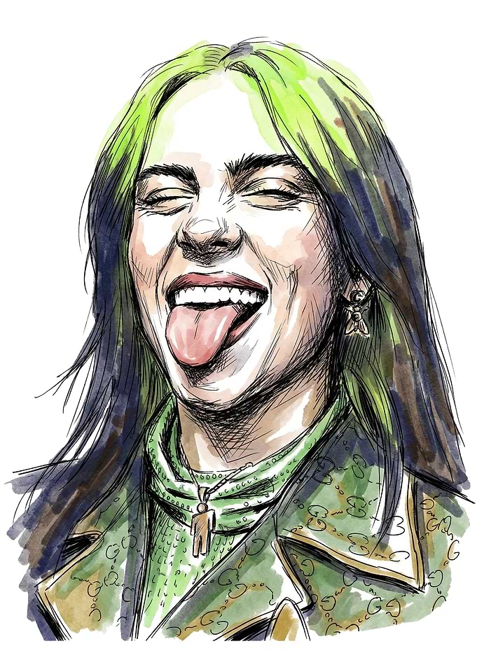 Billie Eilish Watercolor Portrait