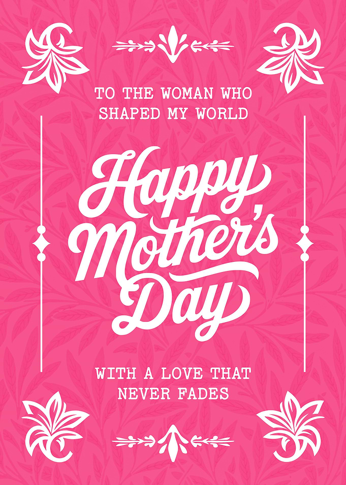 Happy Mother’s Day Poster Pink Floral Typography Gift for Mom Elegant Wall Art