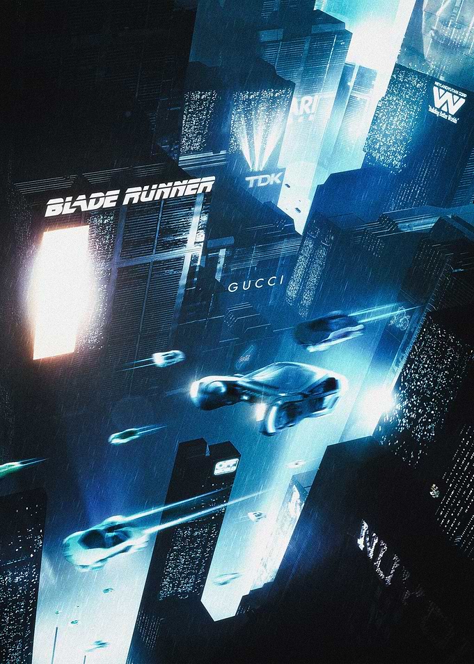 Blade Runner Futuristic Cityscape with Flying Cars