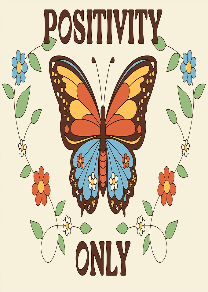 Retro Butterfly Positivity Art