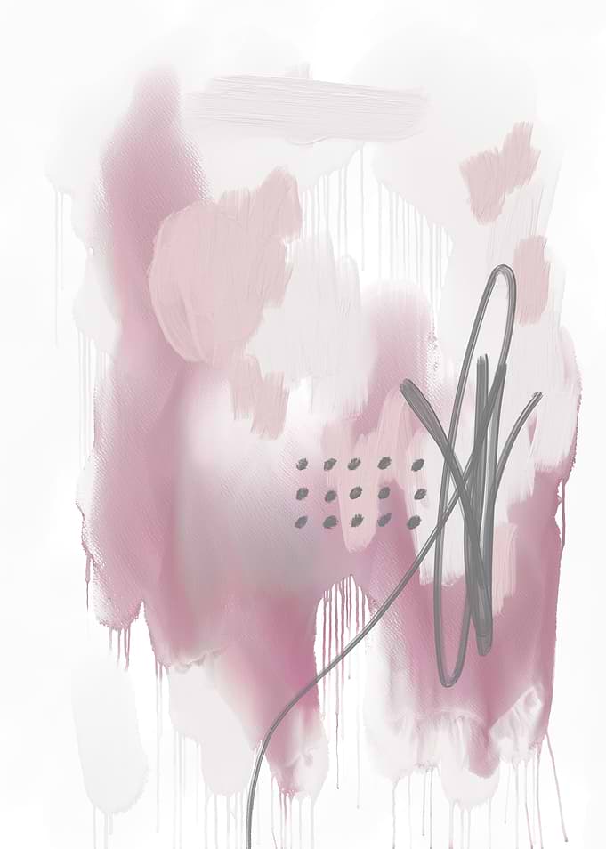 Abstract Pink and Gray Brushstrokes