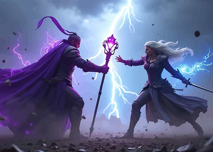 Fantasy Battle with Lightning Magic