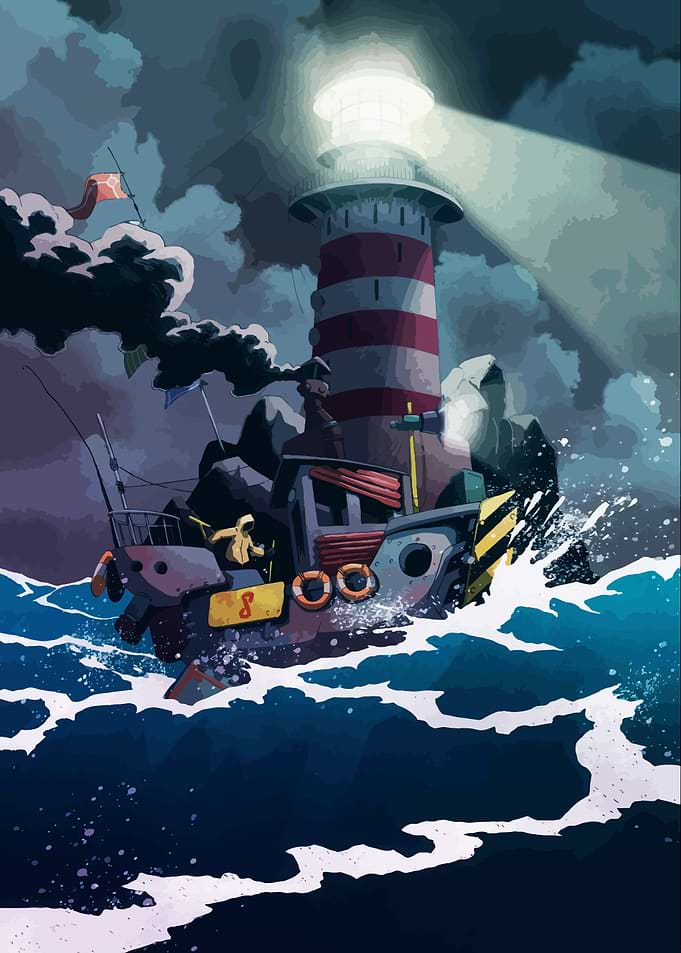 Stormy Seas and Lighthouse