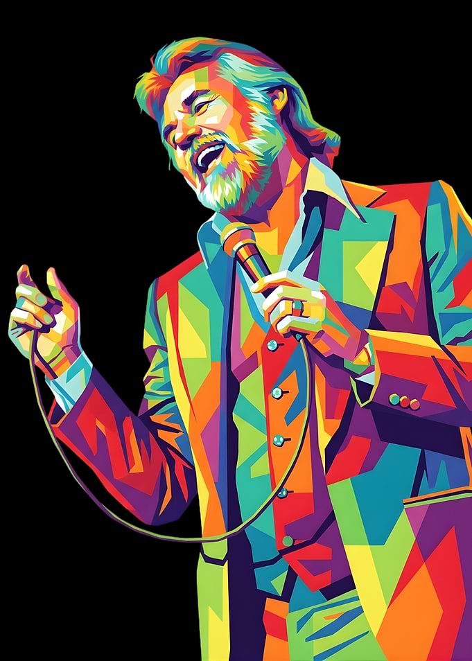 Colorful Pop Art Portrait of Kenny Rogers