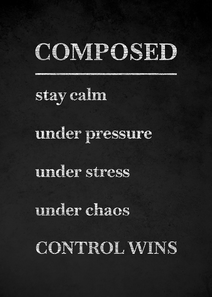 Composed Control Wins Motivational Text Art