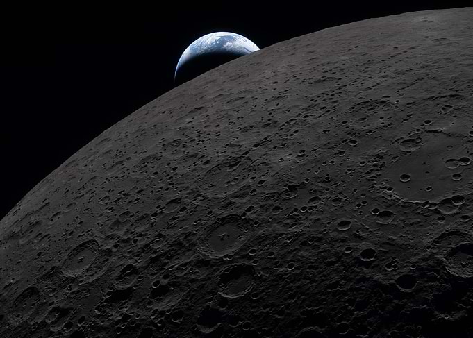 Earth Rising Over the Moon