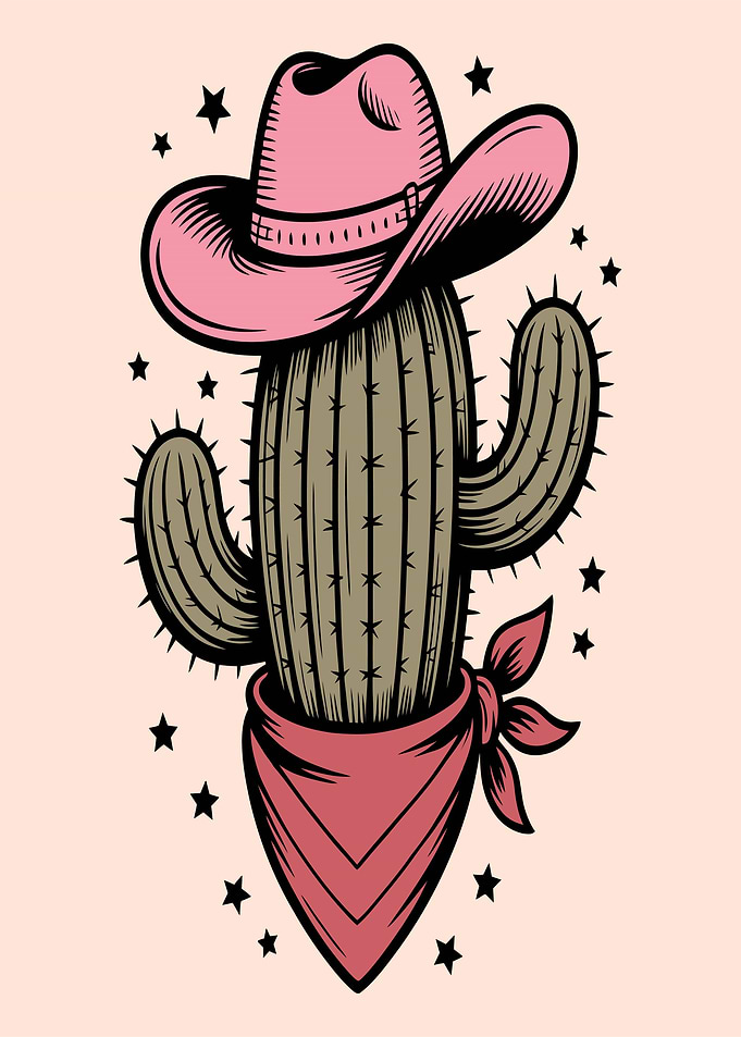 Cowboy Cactus with Pink Hat and Bandana