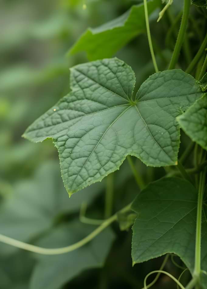 Close-up of a Cucumber Leaf