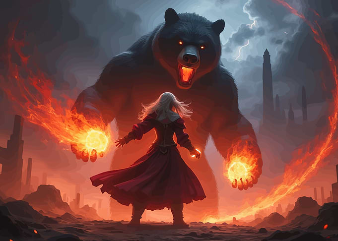 Fantasy Battle: Sorceress vs. Giant Bear