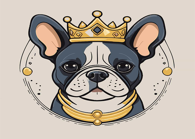 French Bulldog King with Crown
