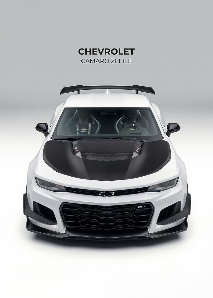 white Chevrolet Camaro ZL1 LE Front View
