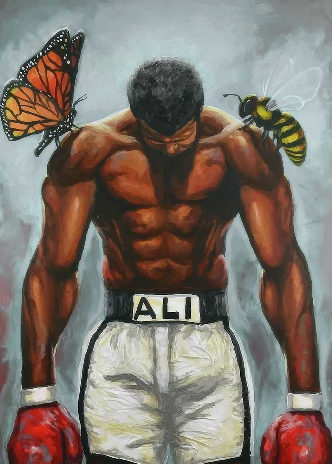 Muhammad Ali with Butterfly and Bee