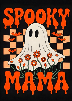 Spooky Mama Ghost with Flowers