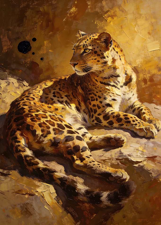Leopard Resting on Rocks
