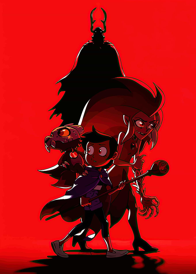 The Owl House Characters on Red Background