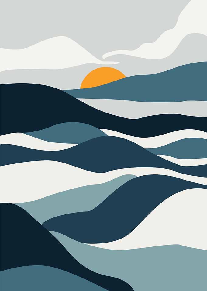 Abstract Sunset Over Rolling Hills