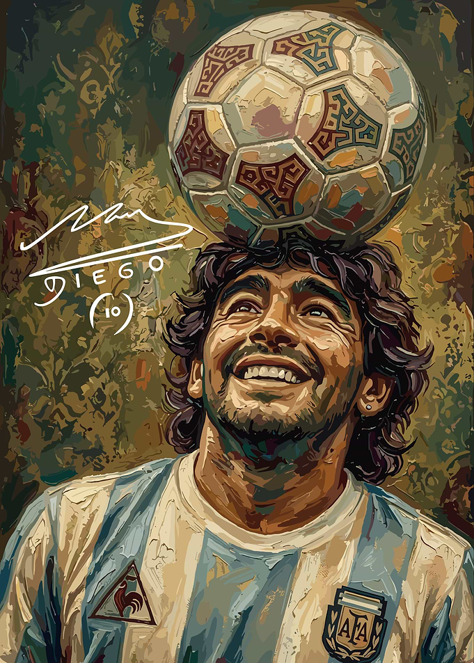 Diego Maradona with Soccer Ball