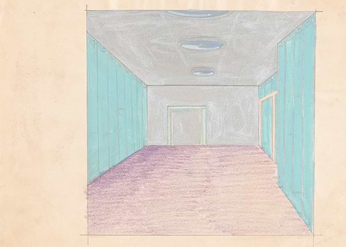 Interior Hallway with Doors and Ceiling Lights