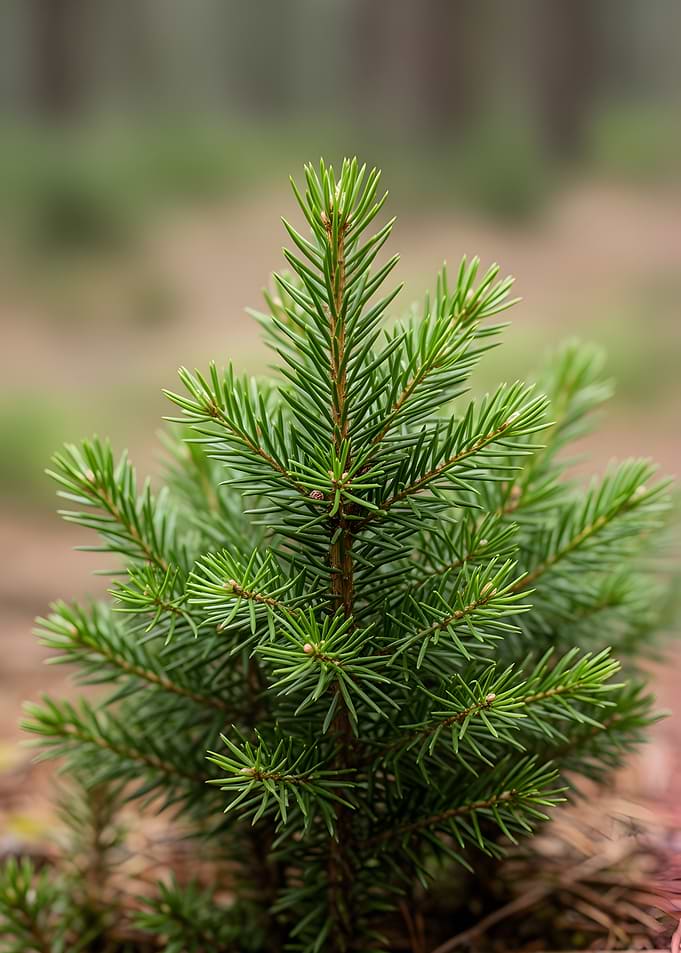 Young Pine Tree in Forest