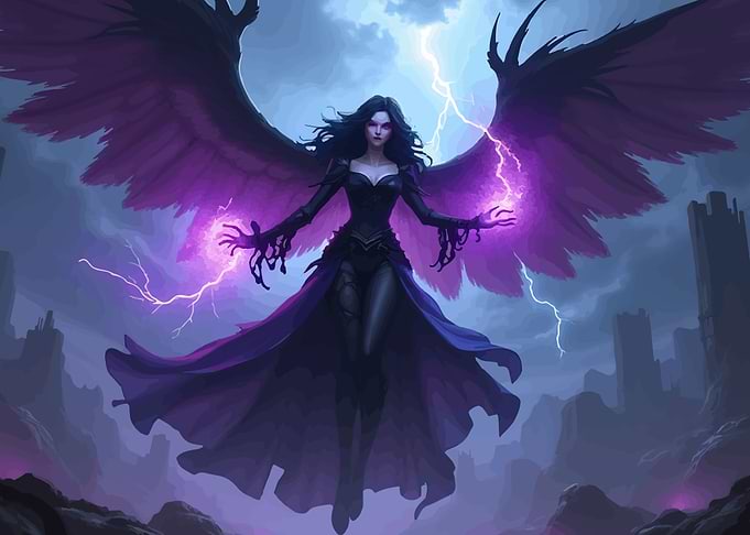 Dark Angel Casting Lightning Magic
