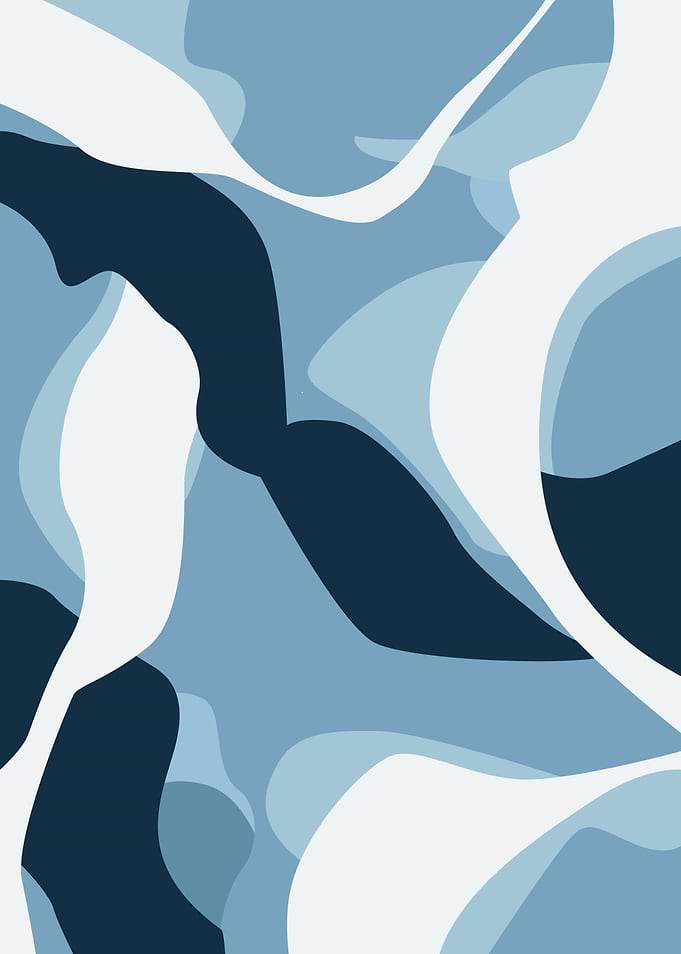Abstract Blue and White Organic Shapes