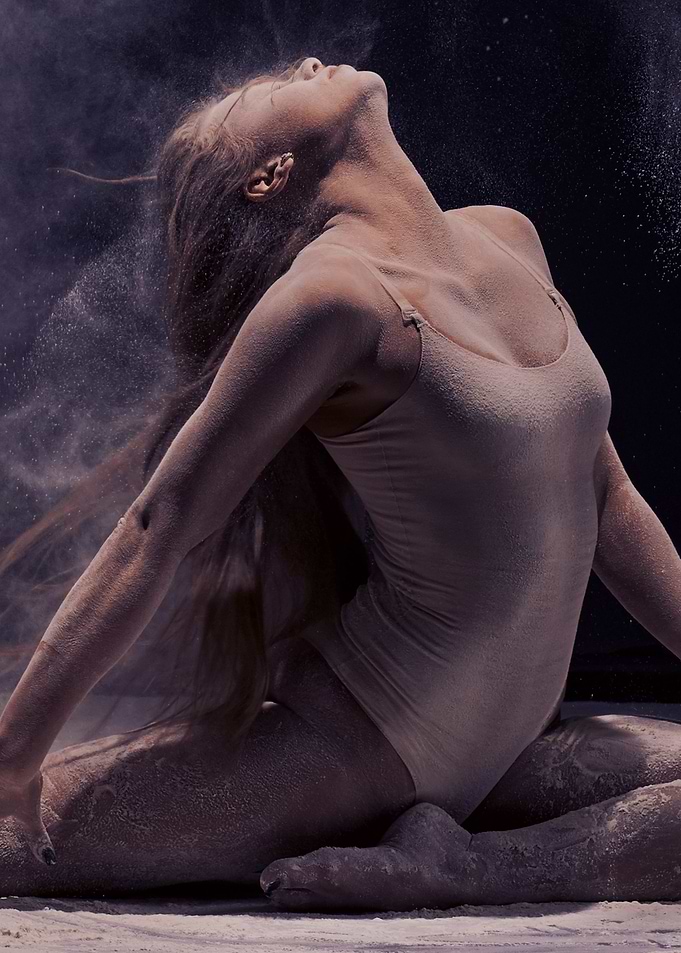 Dancer covered in powder