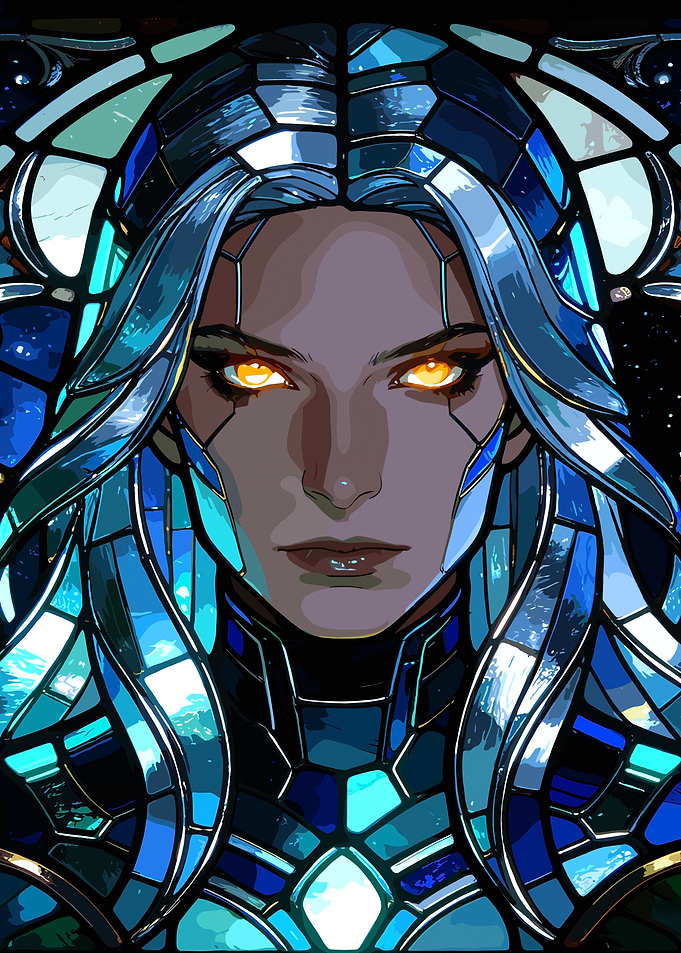 Stained Glass Cyberpunk Portrait