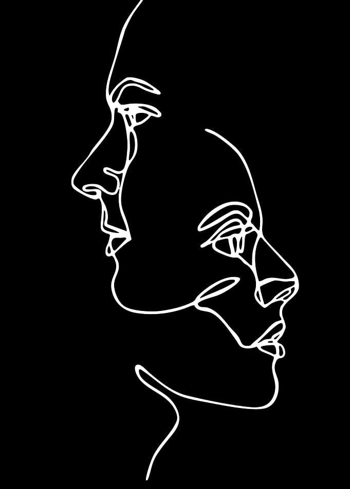 Minimalist Line Art of Two Faces