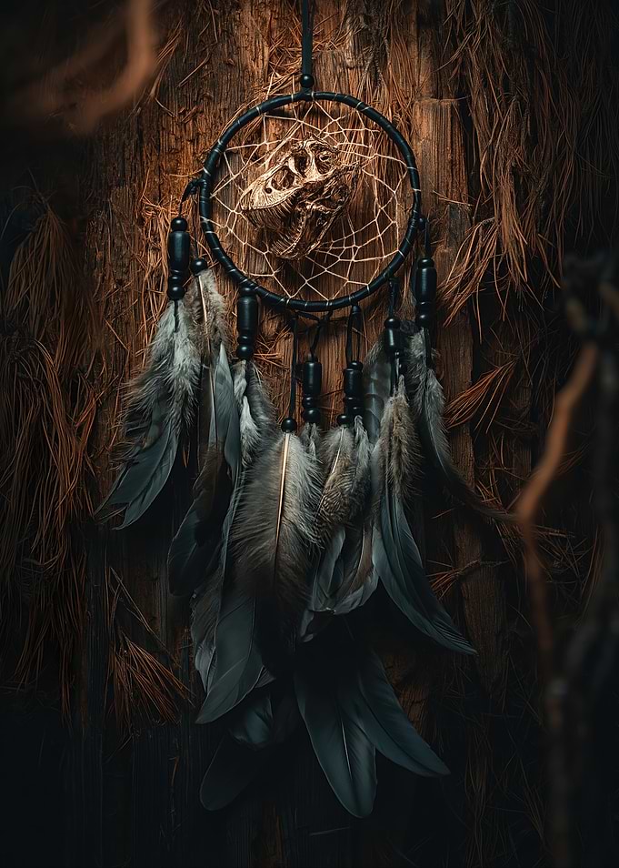Dreamcatcher with Dinosaur Skull