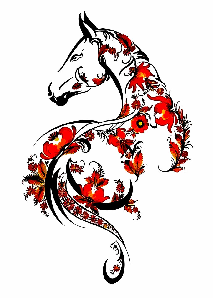 Floral Horse Illustration