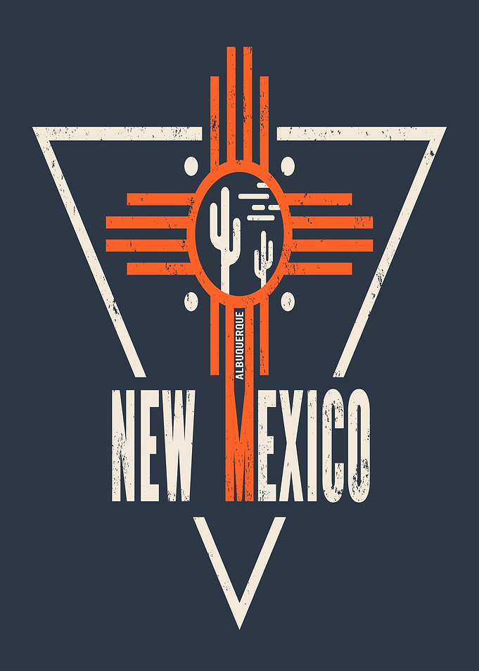 New Mexico Zia Sun Symbol with Cacti
