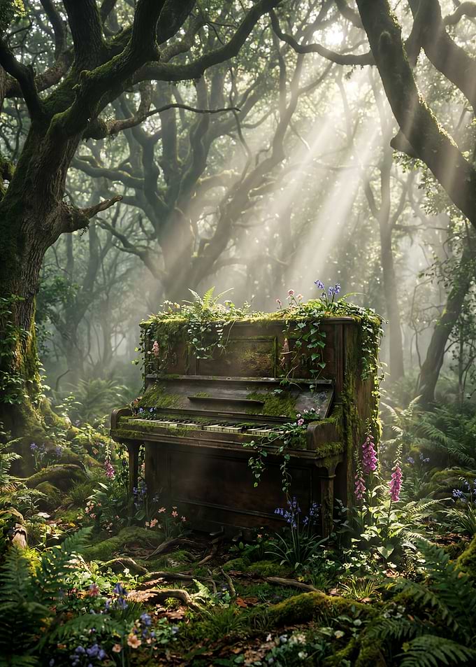Overgrown Piano in Enchanted Forest