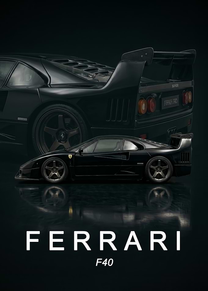 Black Ferrari F40 art Poster
