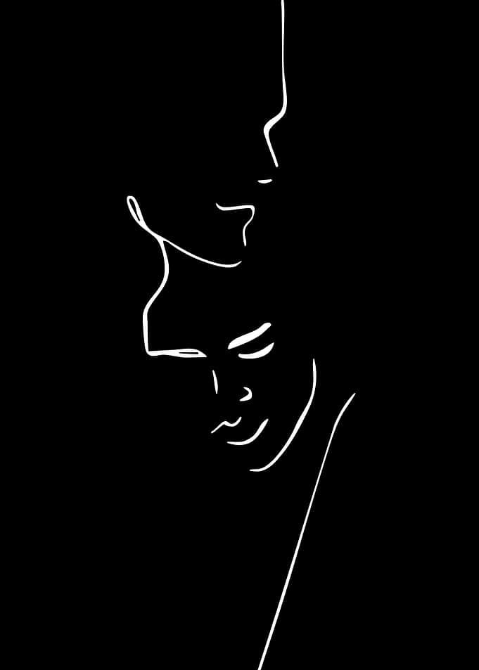 Minimalist Line Art of Two Faces