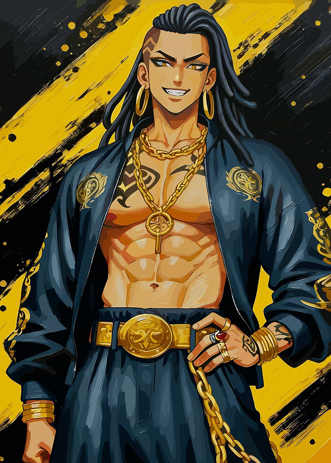 Anime Character with Gold Chains