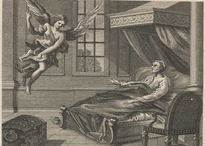 Angel visits a man in bed